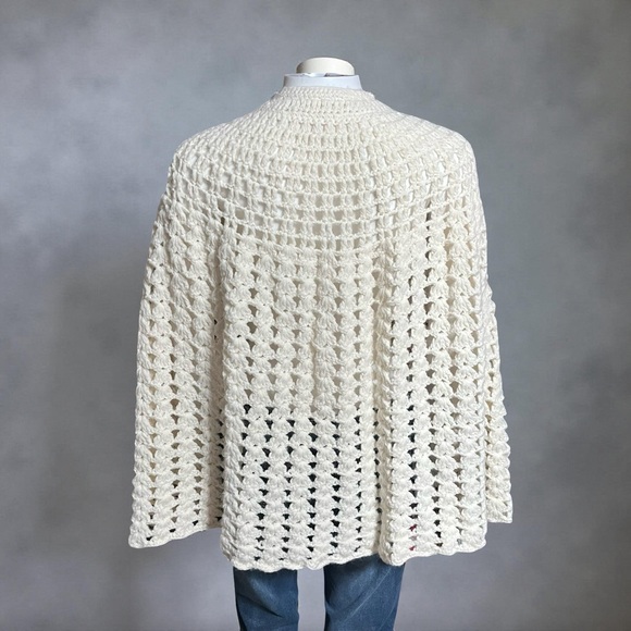 Vintage Cream Crochet Poncho - Picture 6 of 6